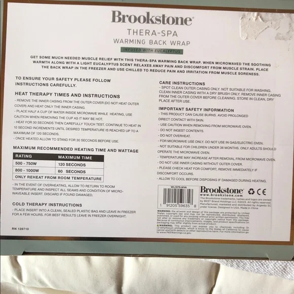 NEW - Brookstone Thera-Spa Black Warming Back Wrap - Picture 2 of 2
